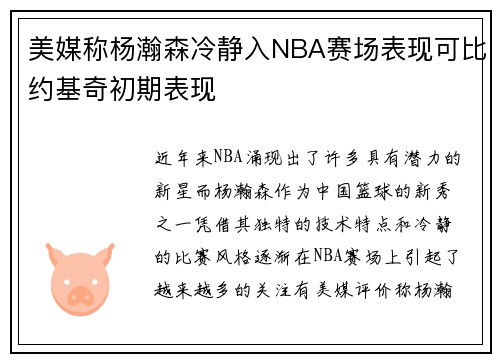 美媒称杨瀚森冷静入NBA赛场表现可比约基奇初期表现